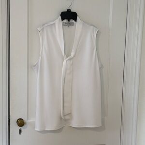 Kasper White Sleeveless Blouse with Tie, size XL, clean